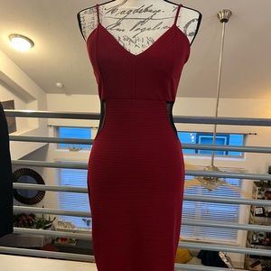 Alt. B Sheath Body Con Dress Women's Size M Burgundy Black Mesh